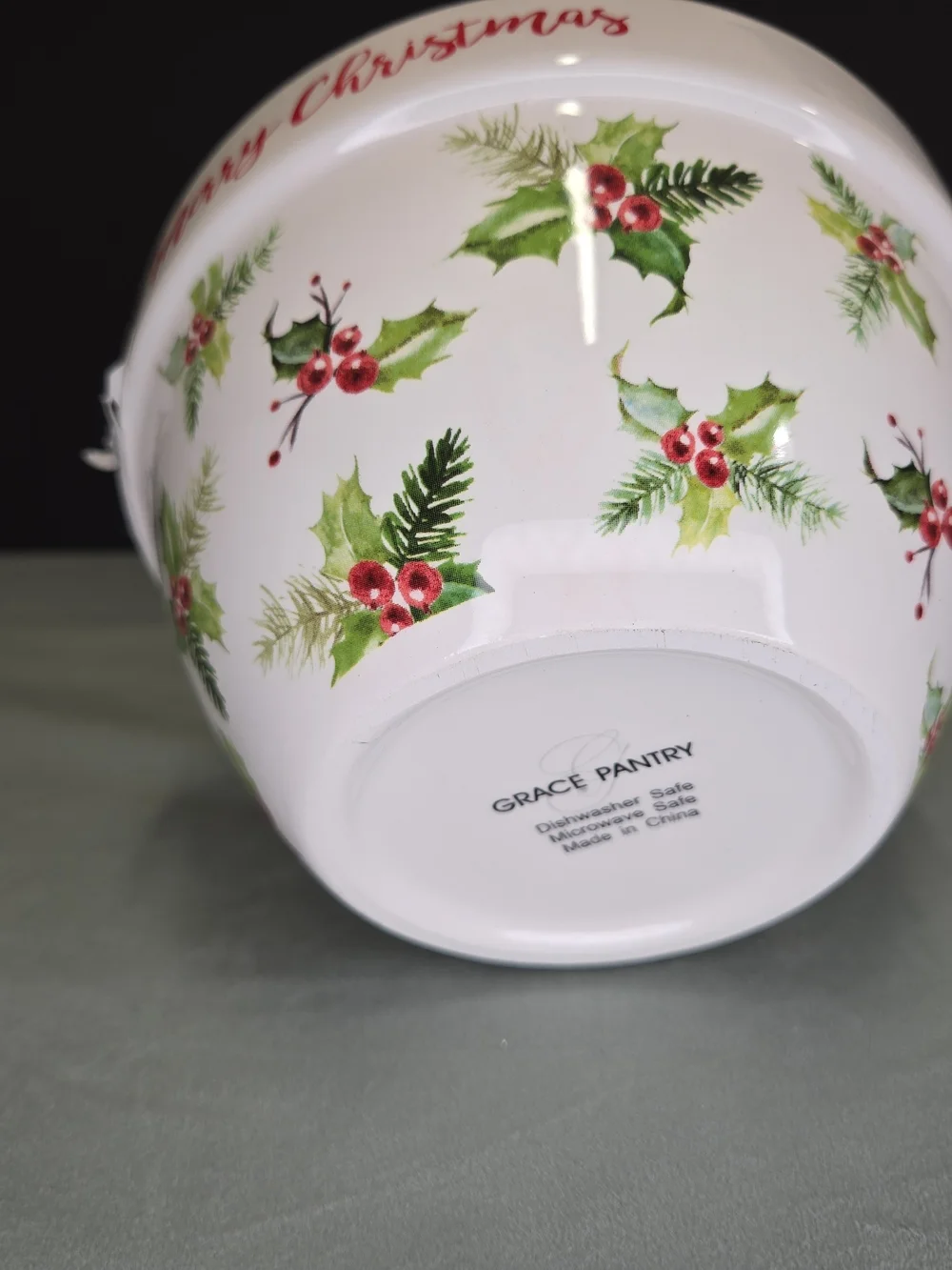 Grace Pantry nesting Christmas mixing bowls set of 3 holly serving bowls